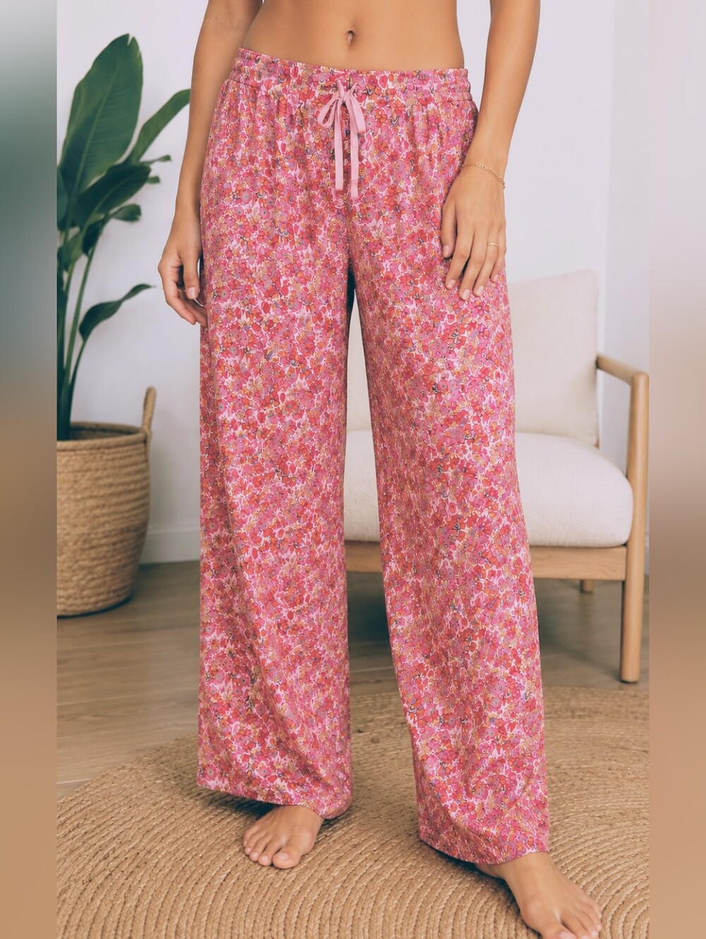 Lucky Brand Floral Pink Trousers Beach Pants for Everyday Comfort